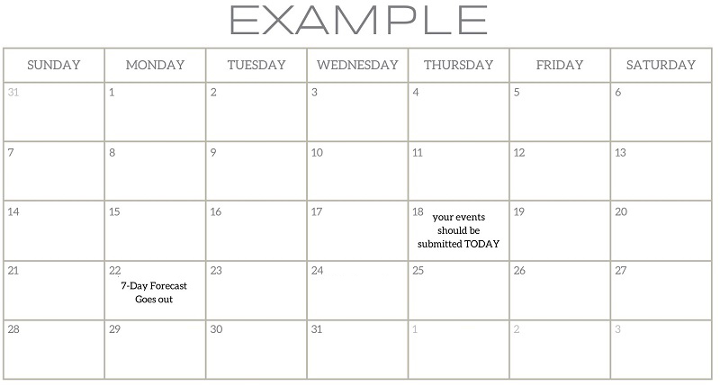 club event calendar example