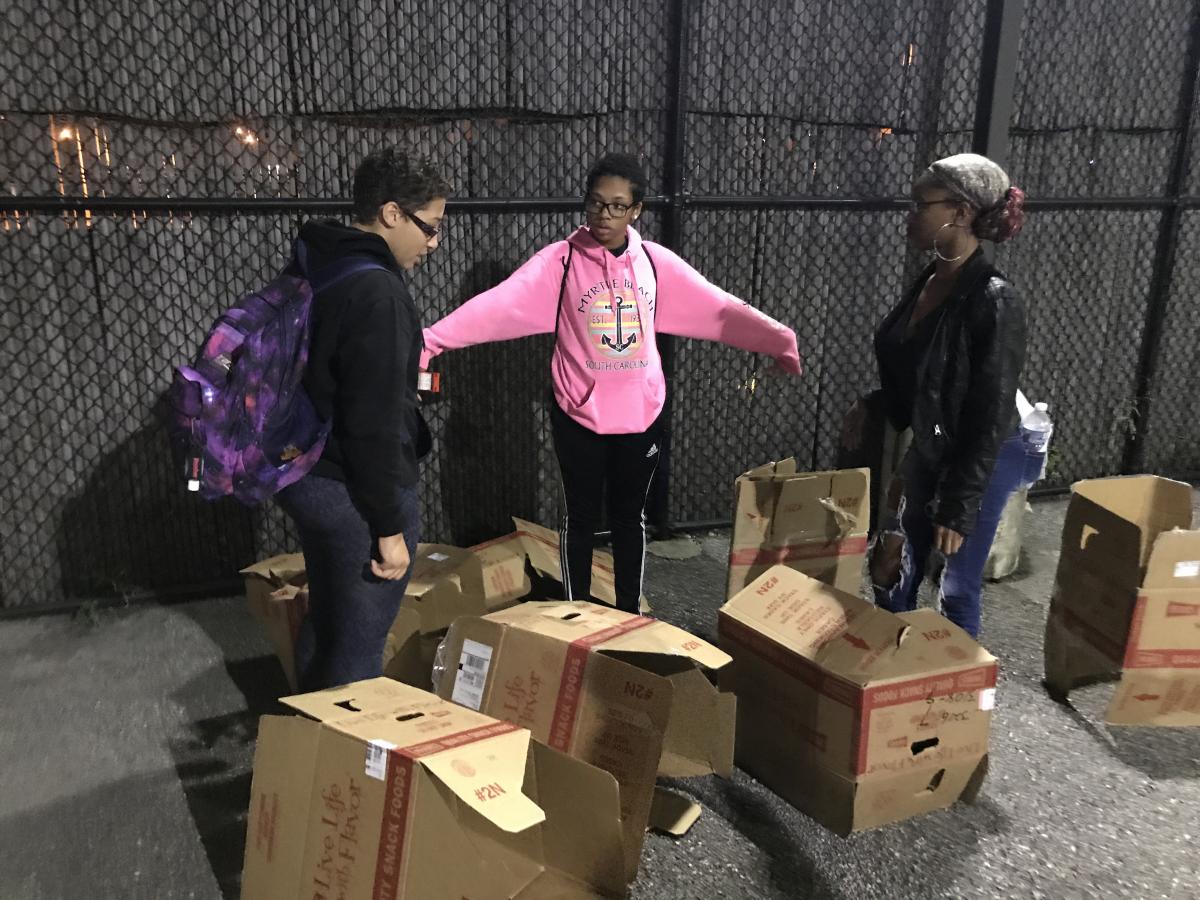 students build shelter