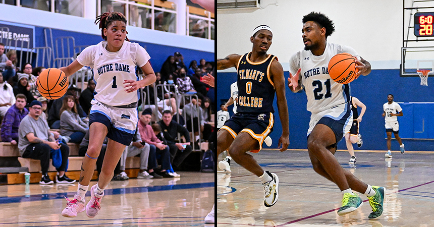 Women's and men's basketball student-athletes during their home openers