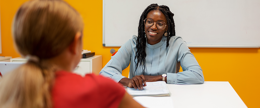 An educator inside a classroom