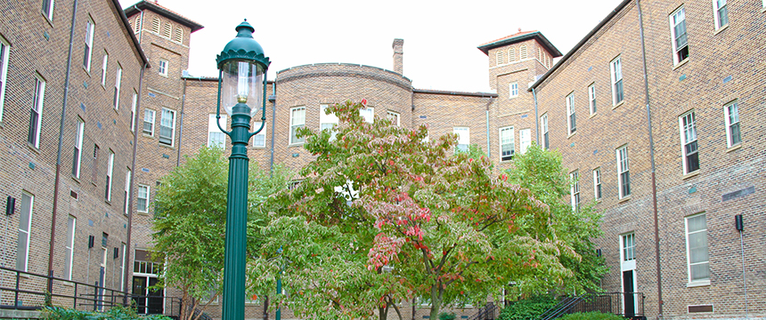 Meletia Hall courtyard