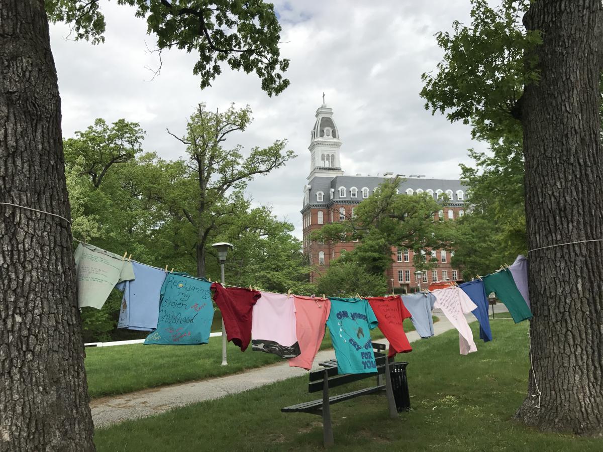 clothesline project shirts on clothesline