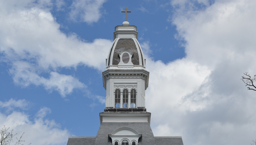 top of gibbons tower with clouds backgrounds