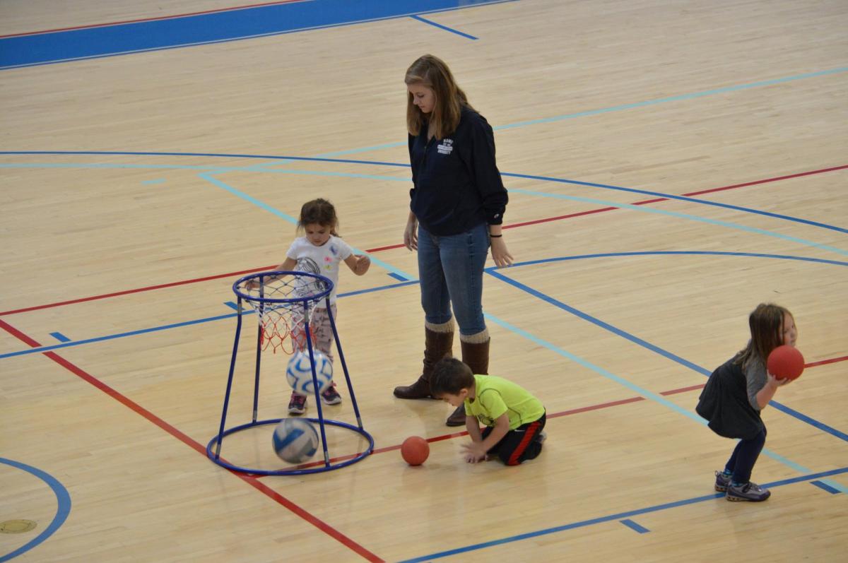 Children playing basketball