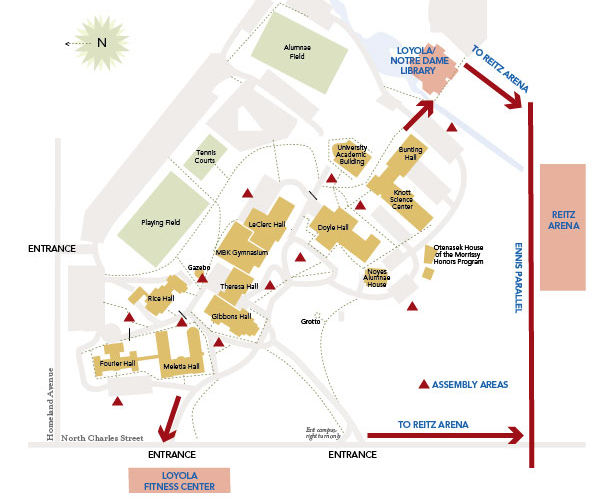 Map of Notre Dame Evacuation Locations