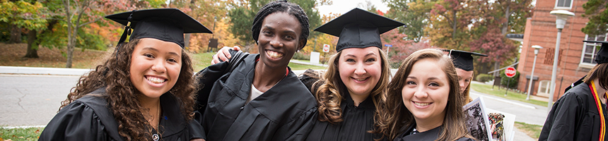 Students in graduation gown and cap