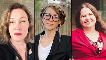 Headshots (left to right) of Melanie Sanderson, Emily Kendall and Samantha Willett-Jackson