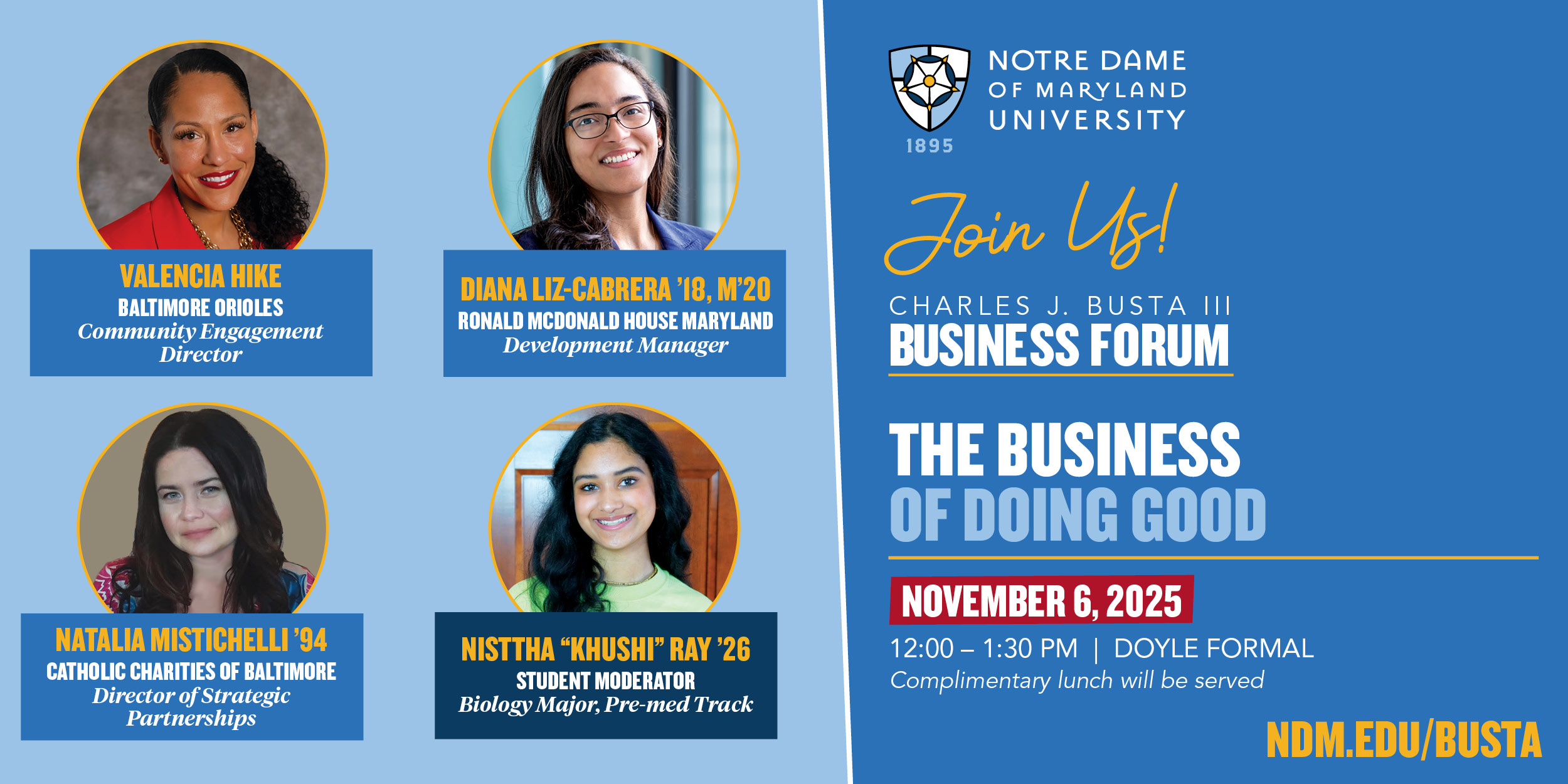 Busta Forum Graphic with speaker names and titles