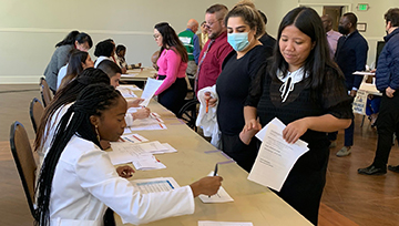 Pharmacy students in Doyle Hall