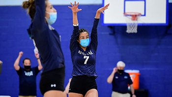 Two women's volleyball members