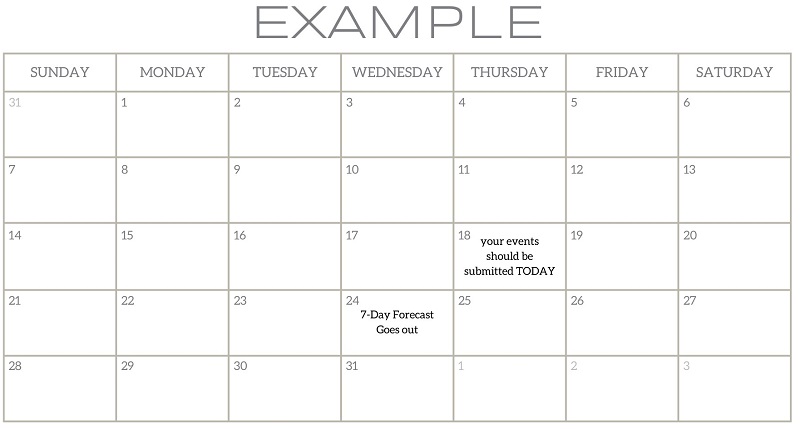 club event calendar example