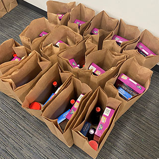 groceries in brown bags