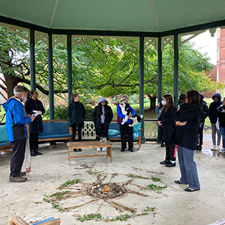 group of people in gazebo