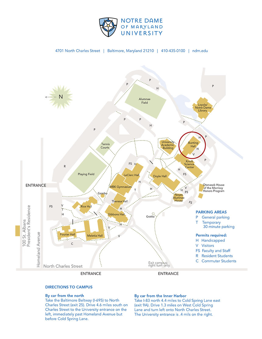 Campus map with Bunting Hall Circled