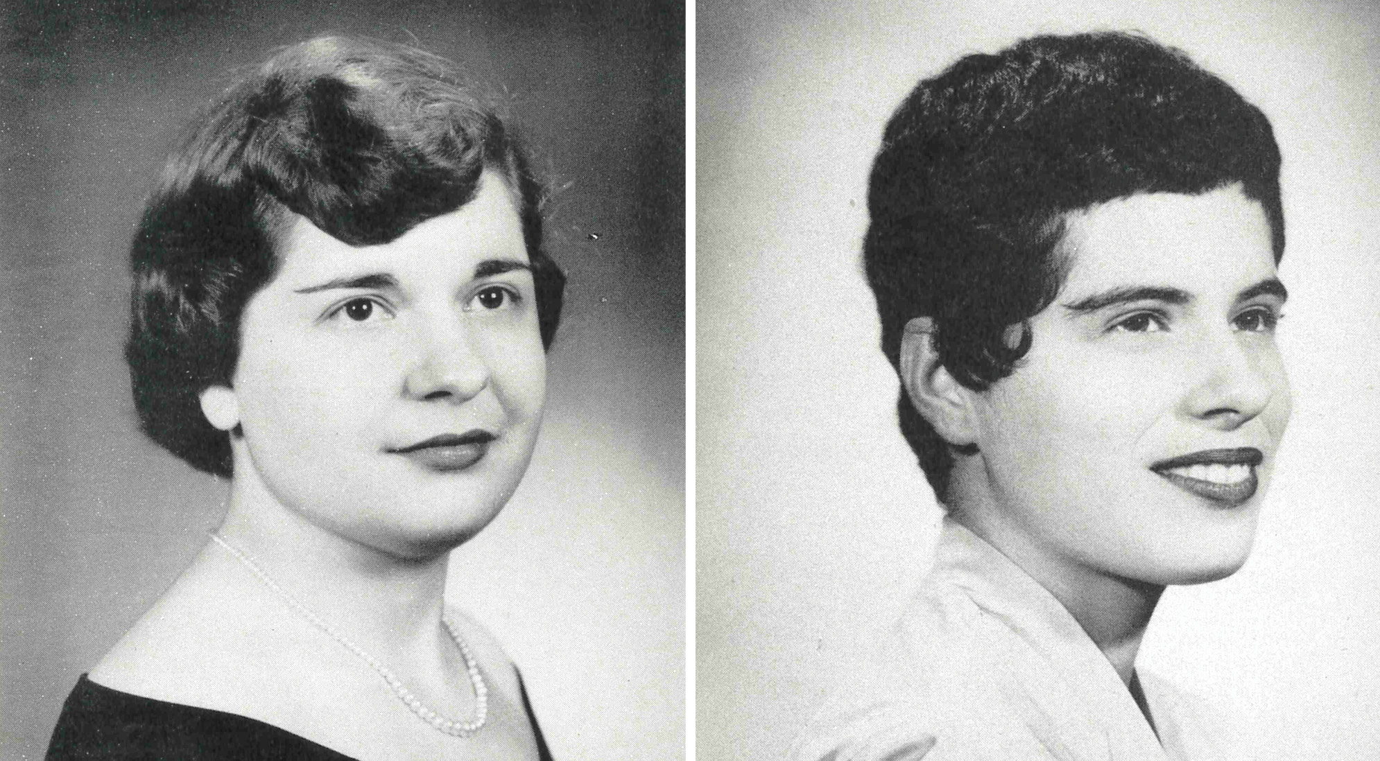 Black and white portraits of two donors