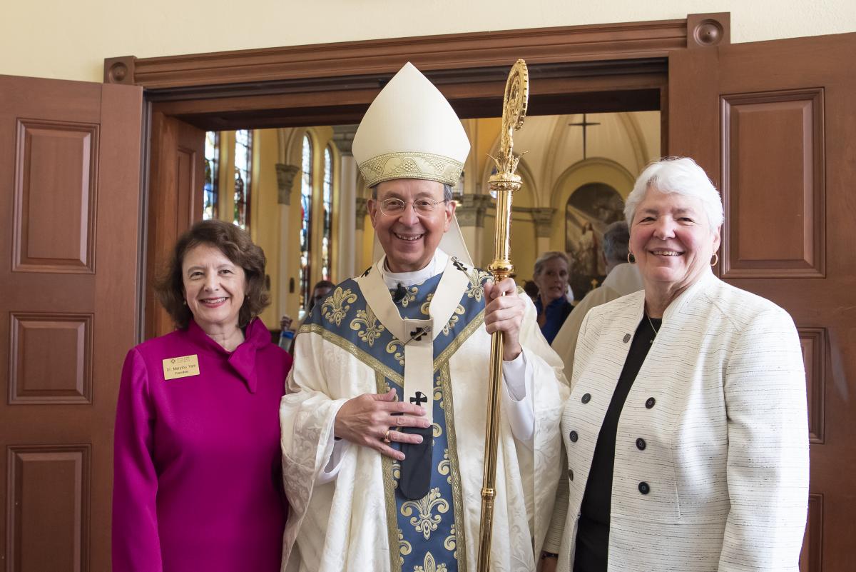 L to R: President Marylou Yam, Rev. Lori, Sr. Charmaine