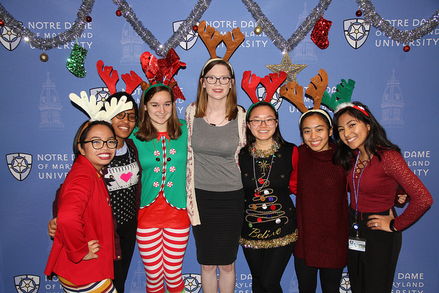 Christmas dinner students posing