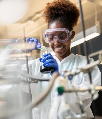 Female student in a science lab