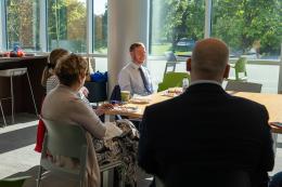 Jason Steidl Jack meets with faculty