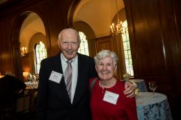 A couple smile at the event