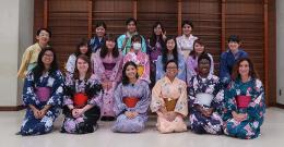 group of girls in Japanese garb