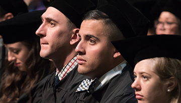 Close up of graduates during commencement