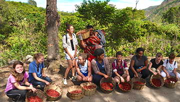 Group of students in a tropical country