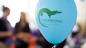 Gatorworks logo on a balloon