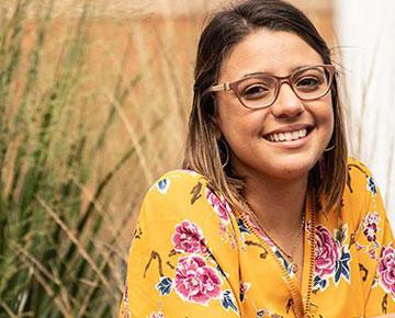 Student happy she got a discount