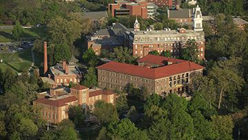 Aerial shot of campus