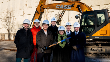 Group shot at demolition site