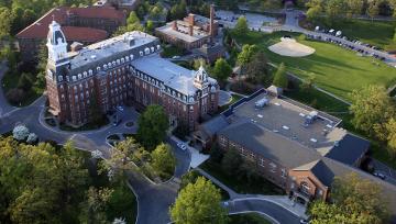 An aerial picture of NDMU's campus