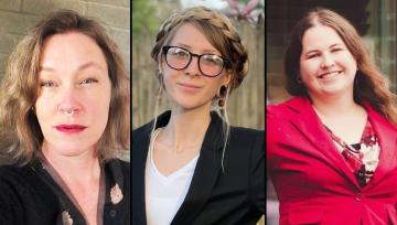 Headshots from left to right of Melanie Sanderson, Emily Kendall and Samantha Willett-Jackson