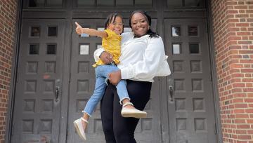 Mylaika Stephenson with her daughter, Leilah, at NDMU