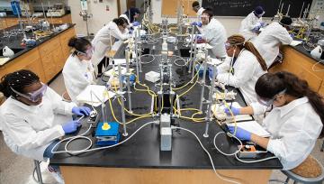 NDMU students working in a lab on campus