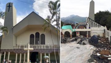 Before and after earthquake destruction