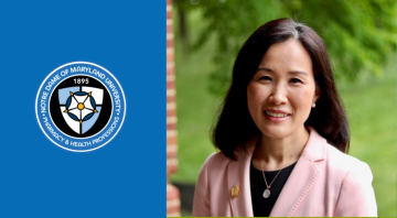Photo of Dr. Sharon Park and school of Pharm Logo
