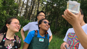 Students Keira Mull and Uloaku Onwumelu study in South Korea with NDMU Assistant Professor Dr. Hang Kyo Lim