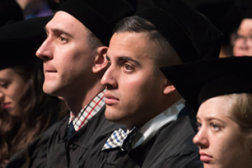 Close up of graduates during commencement