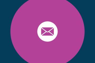 White email icon in a magenta circle against a navy background