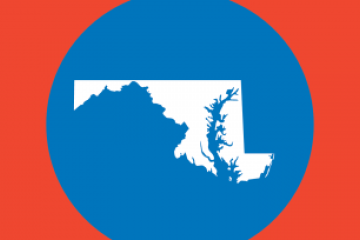 Red box with blue state of Maryland icon