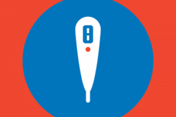 Red box with blue thermometer icon