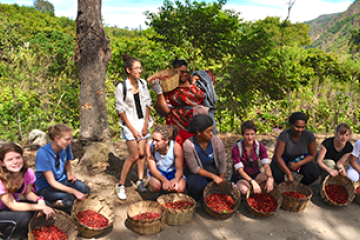 Group of students in a tropical country