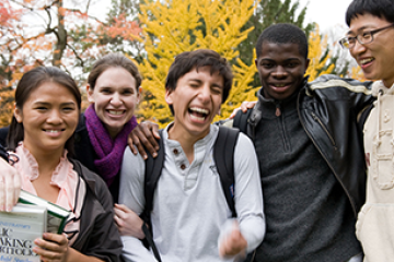 Group of international students laughing