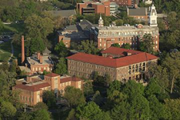 Aerial shot of campus