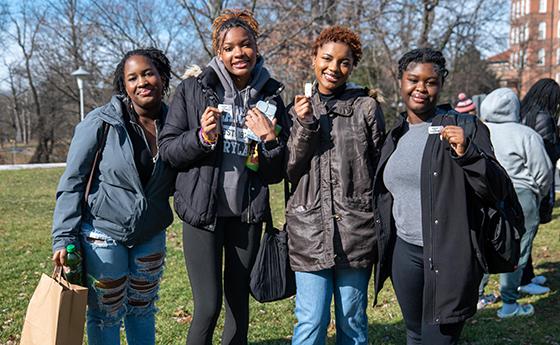 Students at the food truck event