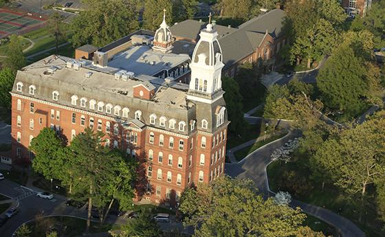 An aerial shot of NDMU's campus