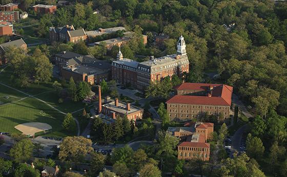 Aerial shot of campus