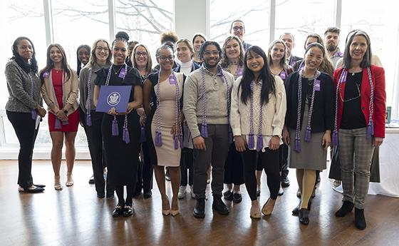 A group of new Sigma inductees in Doyle Formal