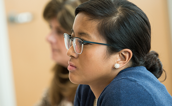 Student listening in class